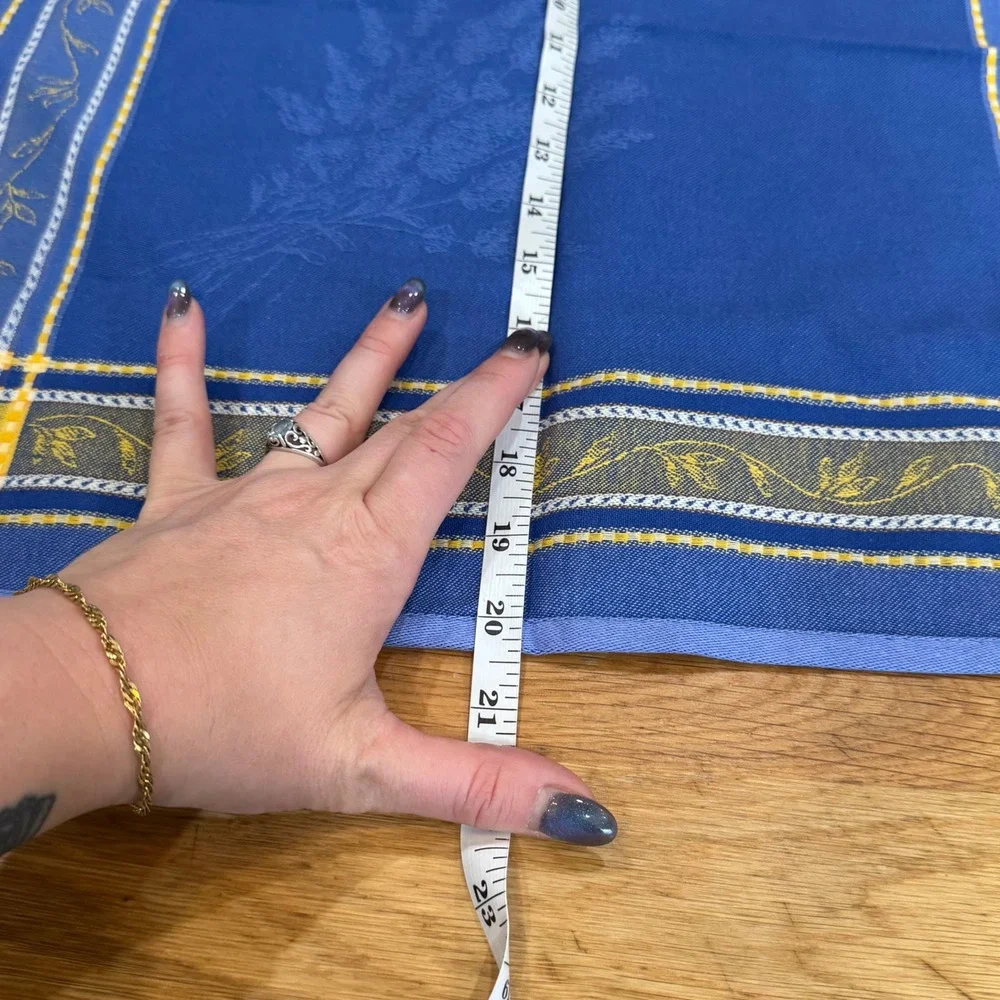 Set of 2 French Provencal Blue Yellow 100% Cotton Napkins Made in France Summer